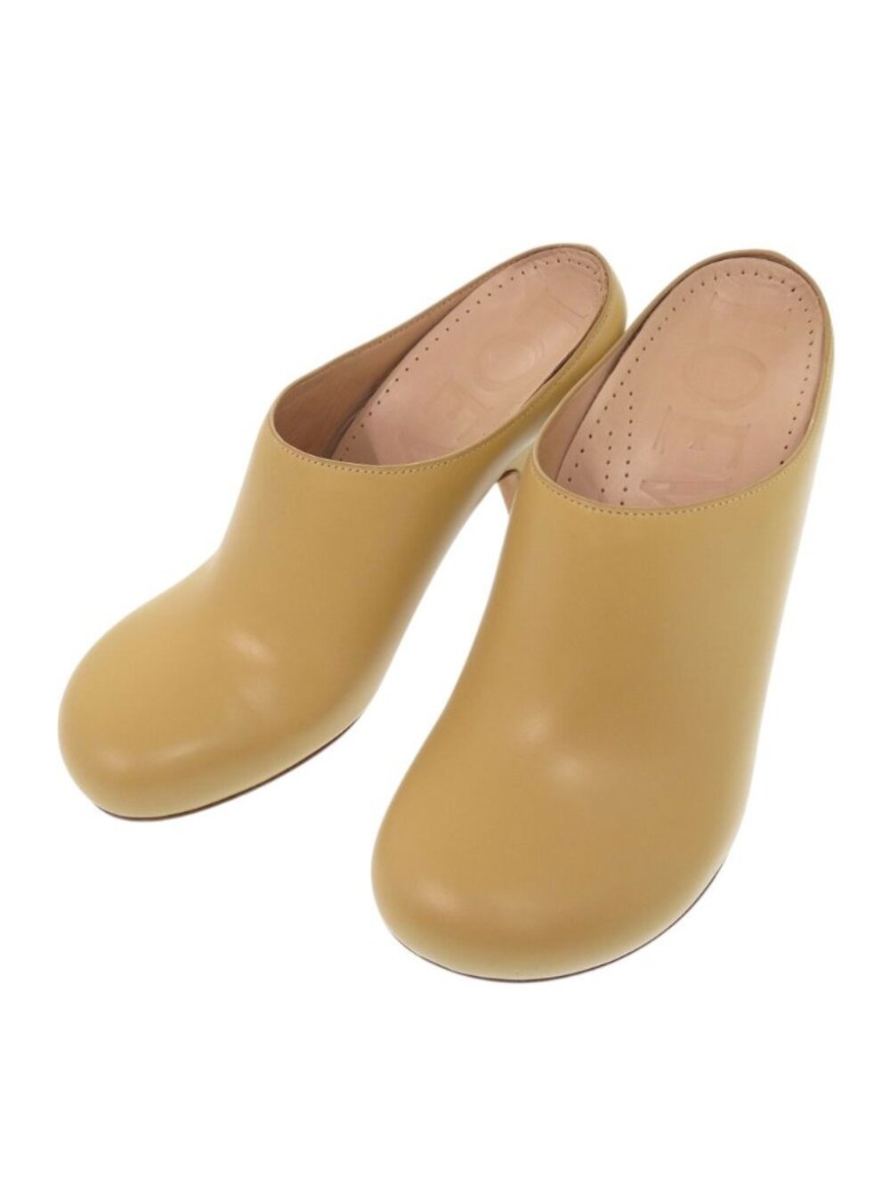 Loewe Terra Heels Clog Sandals Calfskin Beige